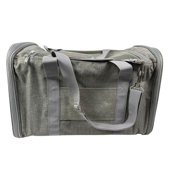 New Collapsing Cat Carrier for Large Cats Gray with shoulder strap - Picture 2 of 4